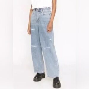 🔥NWT Sandrine Rose x Free People Original Blue Denim Wide Leg Curve Jeans